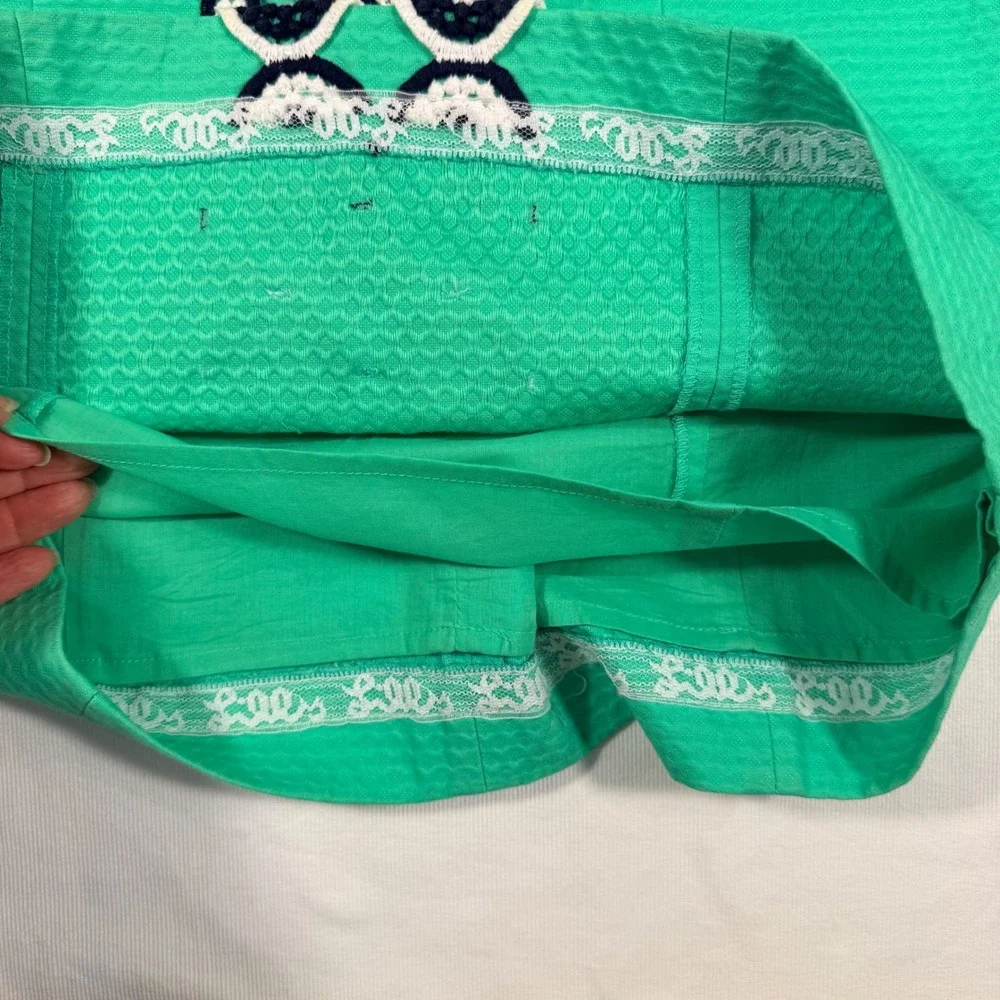 Lilly Pulitzer Trudy Shift Dress 4 Go Go Green Cotton Crochet Circle Trim - Picture 10 of 12